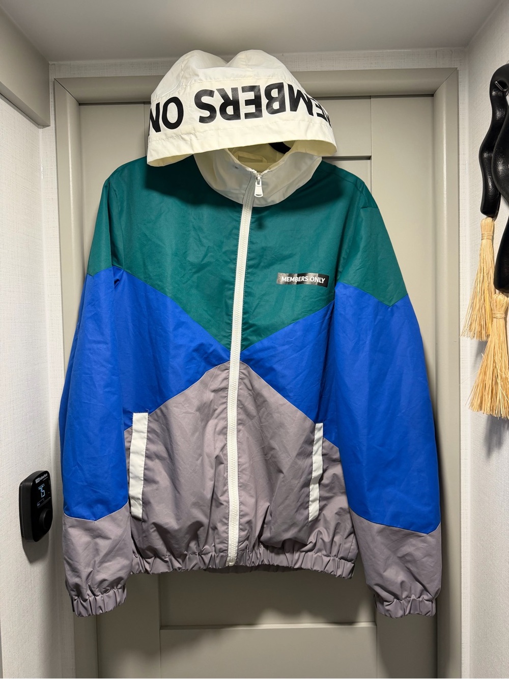 Members Only Colorblock Windbreaker Jacket - Green/Blue/Gray